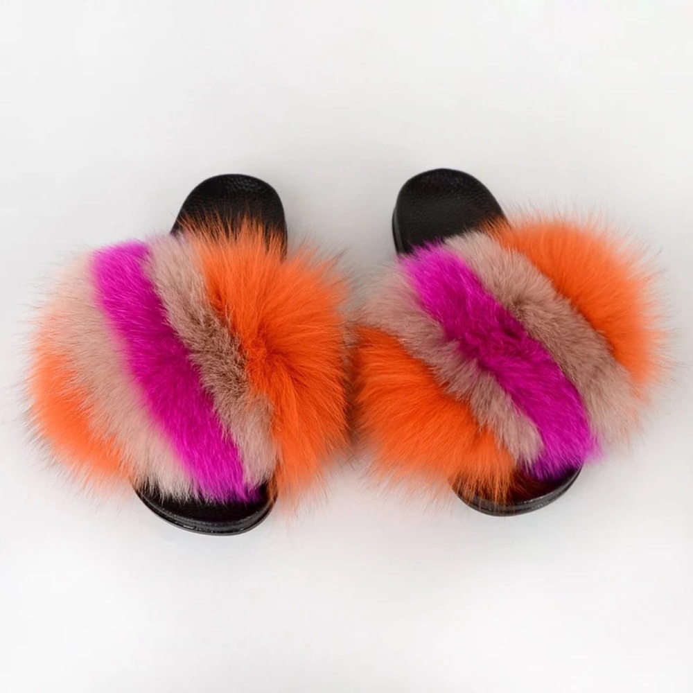 fox fur slides